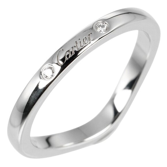 CARTIER Ballerina curve Ring Pt950Platinum/3P Diamond #4.1(US Size) 3g Women - Picture 1 of 11